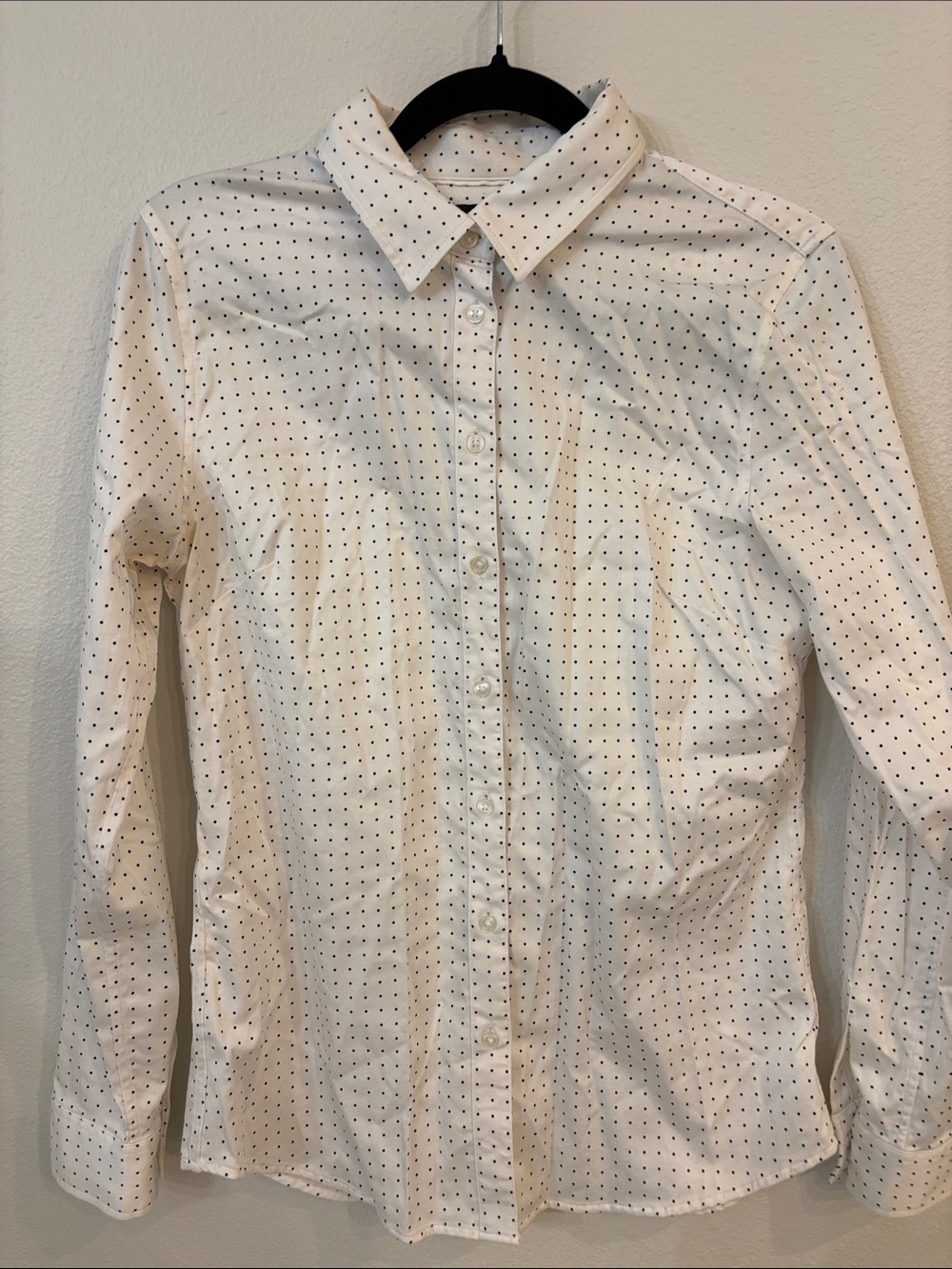 Banana Republic White Shirt with Black Micro-Dot Pattern